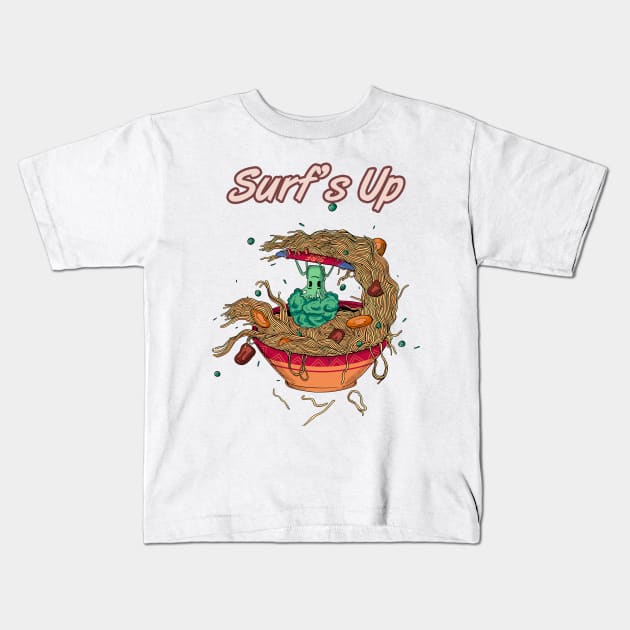 Surf's Up Kids T-Shirt by NathanRiccelle